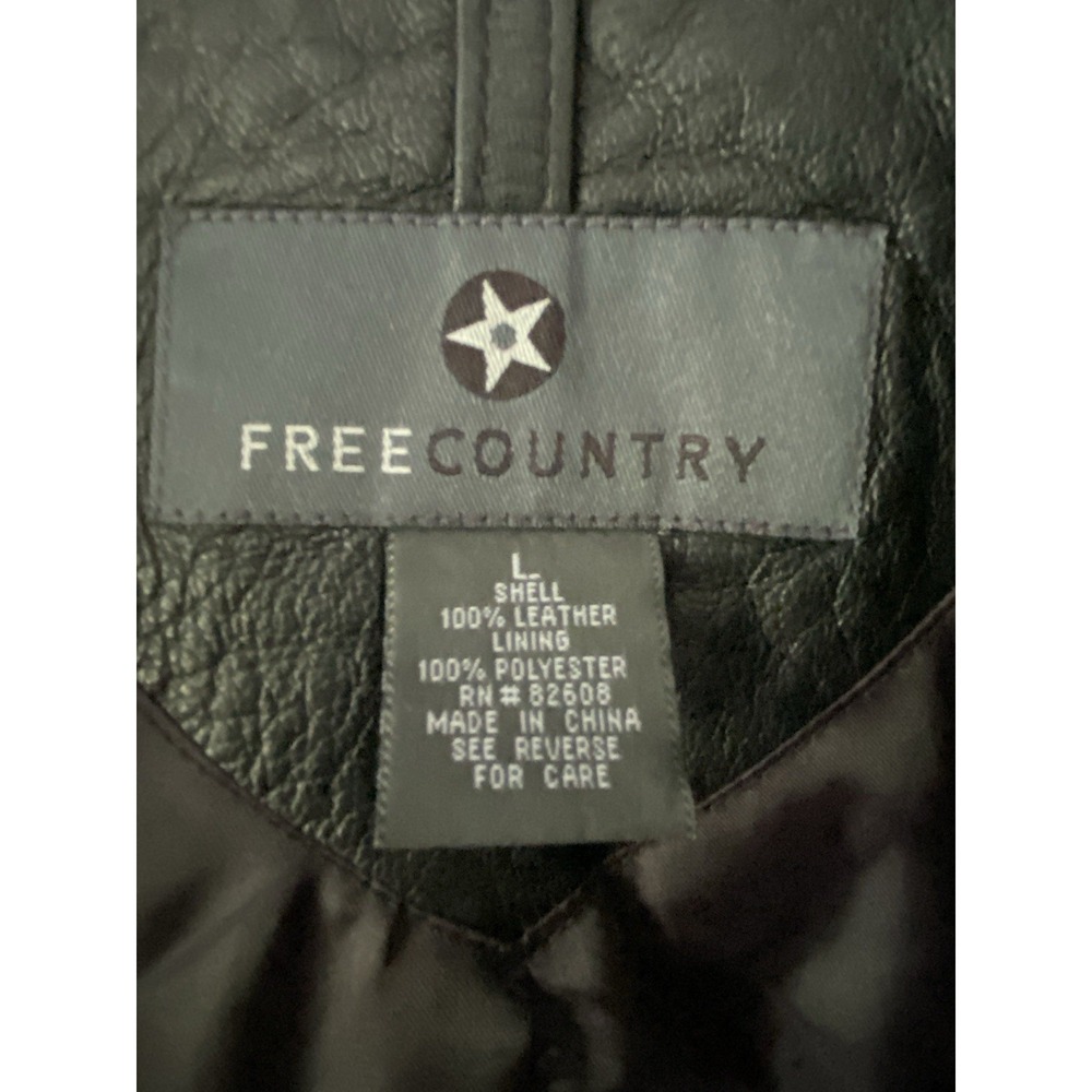 VTG Free Country Black Leather Jacket Women's Large Button Up Lined Streetwear - Picture 15 of 15